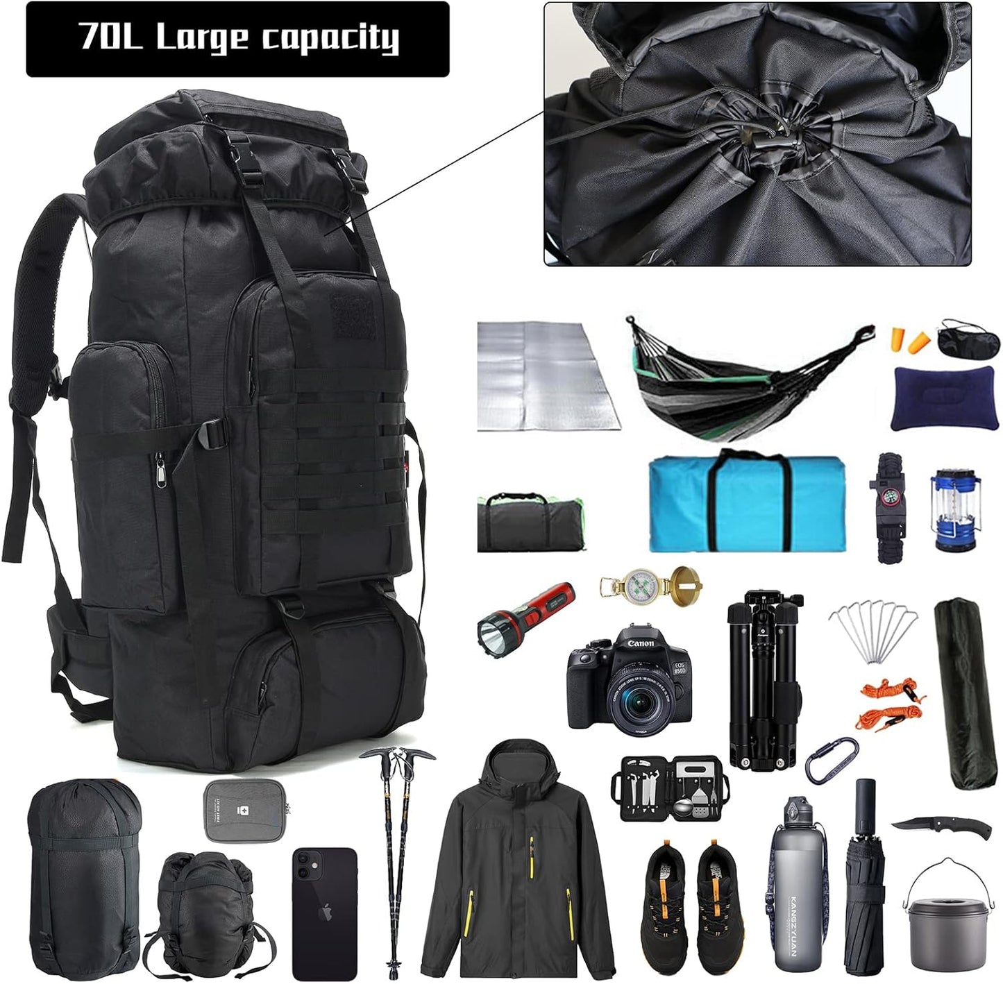 WildsHavens Explorer Hiking Backpack 70L