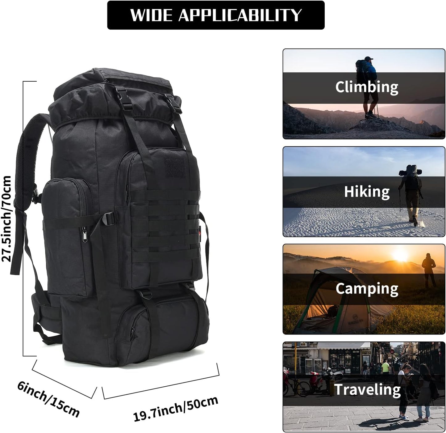 WildsHavens Explorer Hiking Backpack 70L